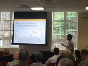 SE24 member Dr Paul Chambers demonstrates the effects of CO2 emissions on global warming in a talk on climate change and government policy 